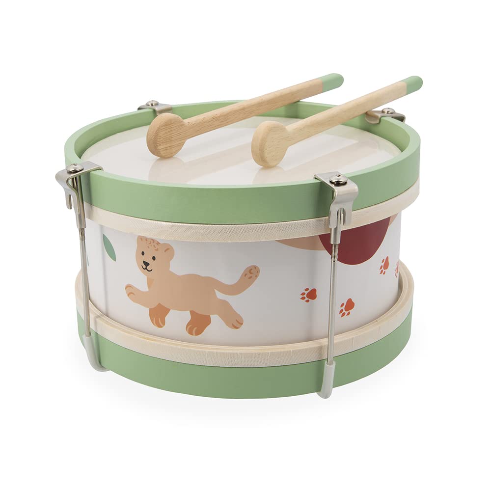 Janod - Meine erste Holztrommel Sunshine - Rollenspielzeug und musikalische Früherziehung - Wasserfarbe - Ab 18 Monaten, J07617