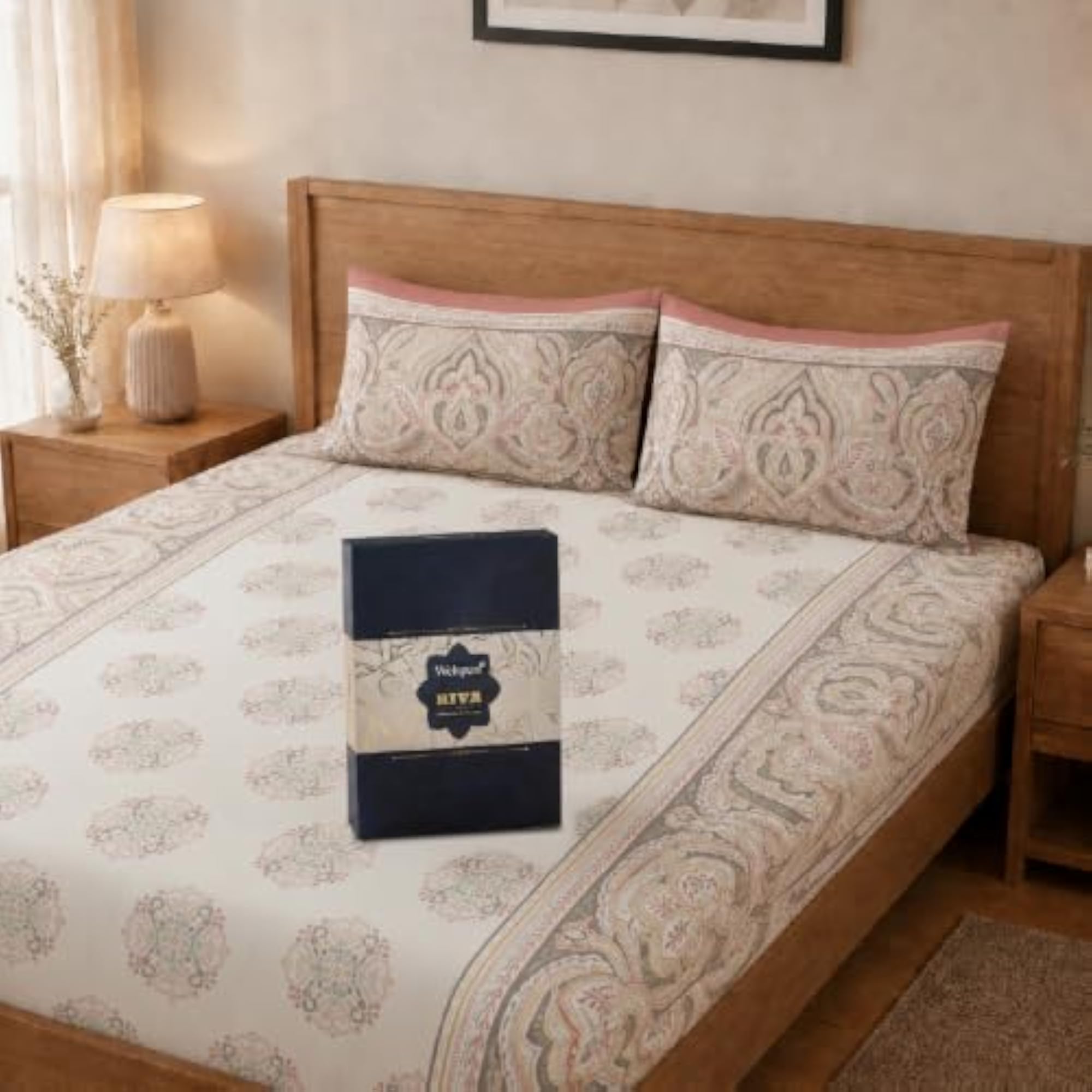 Riva Polycotton Double Bedsheet with 2 Pillow Covers
