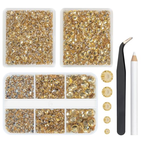 La Mejor Lista de Diamantes de imitación para comprar hoy. 41 qiipii Cajas de 5070 Diamantes de Imitación de Resina Color Champán Dorado de 2 Mm, 3 Mm, 4 Mm, 5 Mm Y 6 Mm con Base Plana, para Uñas, Rostro, Ojos, Maquillaje, Vasos, Botellas,...