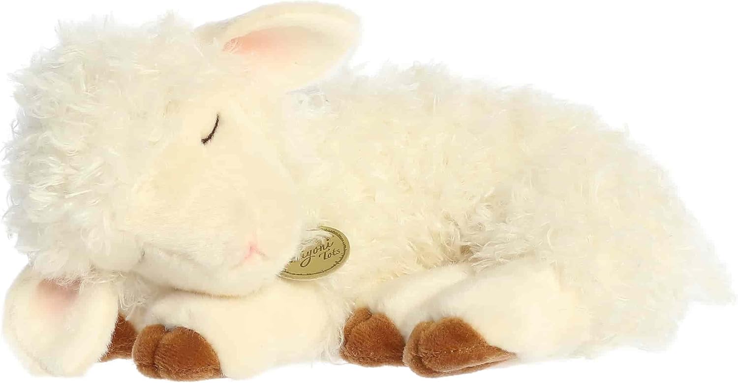 Aurora Realistic Miyoni Sleepy Lamb Stuffed Animal - Lifelike Details Make a Cherished Companion - Perfect for Decorating Bedrooms or Classrooms - White 10 Inches