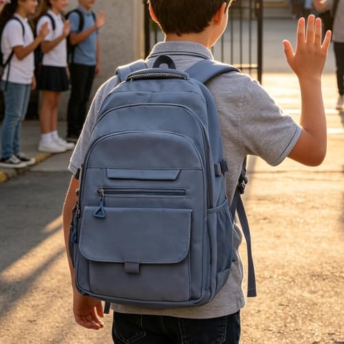 Mochila escolar ligera para niños con multicompartimento de presión y diseño ergonómico juvenil 3