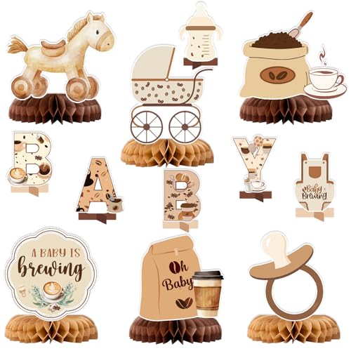 A Baby Is Brewing Baby Shower Decorations - 12 PCS Coffee Baby Shower Centerpieces for Tables Baby Is Brewing Baby Shower Decor