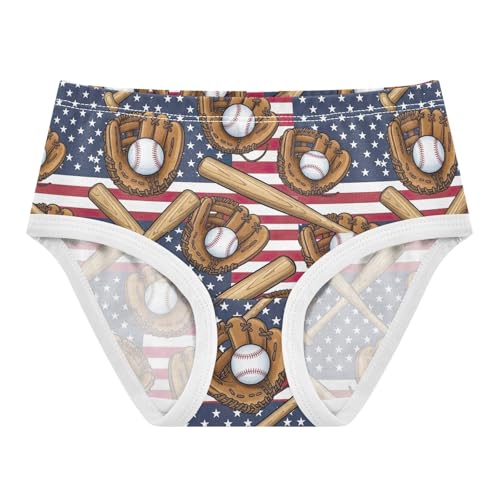 Joisal Cotton Toddlers Underwear Floral American Flag Vintage Baseball Cute Panties Girl Cartoon Briefs Underpants 2t
