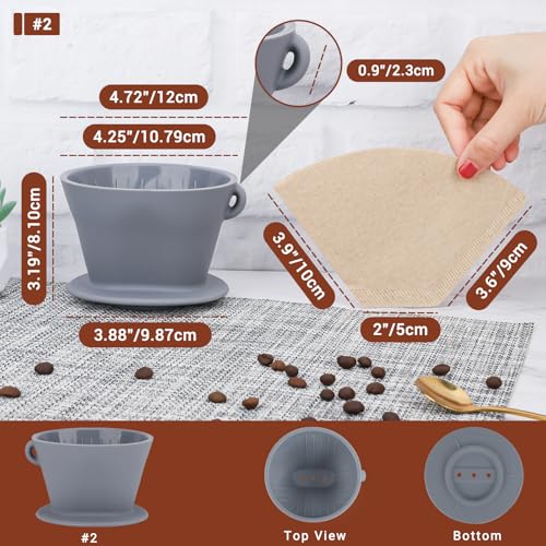 Segarty Gotejador de café, copo único, conjunto de cafeteira manual de silicone cinza com 200 peças