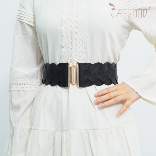 2386 Women Elastic Braided Wide Stretchy Belt Vintage Fashion Waist JASGOOD Women main image 2