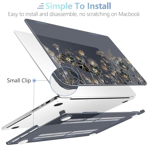 Image of MEEgoodo Case for M5 MacBook Pro 16 inch Case 2026 2024 2023 2021 with M5 M4 M3 M2 M1 Pro /Max Chip, Fit Model A3429 /A3428 /A3403 /A3186 /A2991 /A2780 /A2485, Golden Flowers & Herbs