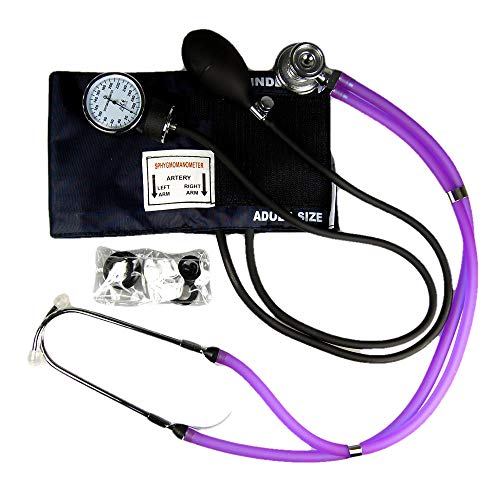 Preisvergleich Produktbild Valuemed Sprague Rappaport Stethoskop Blutdruckmessgerät + Violett BUNDLE Medical Profi Aneroid Blutdruckmessgerät Pro CE NHS Unit + Stethoskop Box