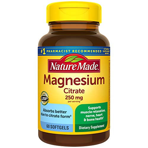 Nature Made Magnesium Citrate 250 mg, Dietary Supplement for Muscle Support, 60 Softgels, 30 Day Supply