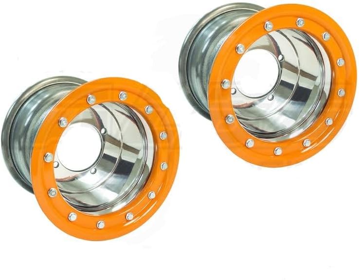 Banshee ATV Rear Wheels Beadlock 9x8 3+5 4/115 Polished/Orange
