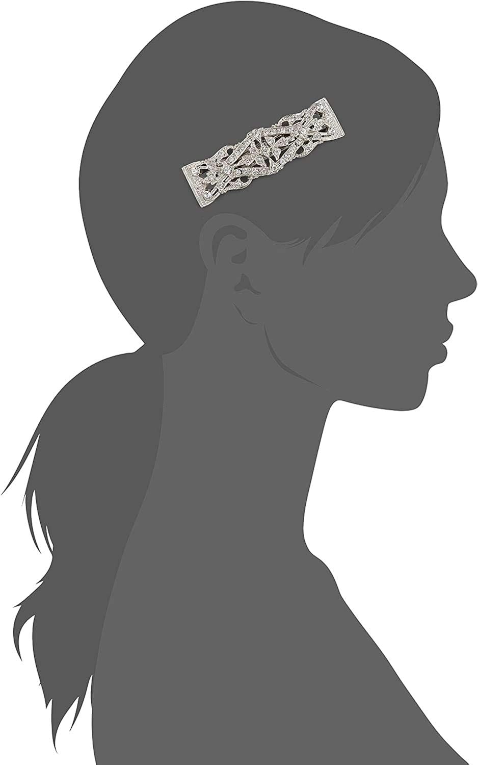 1928 Jewelry Women's "Essentials" Opulent Multi Crystal Clear Bar Barrette, (1 Pcs) : Beauty & Personal Care