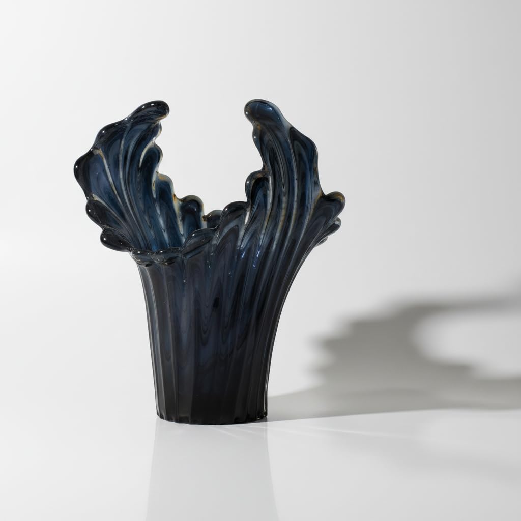 Modèle Réunion Vase en Verre de Murano Noir