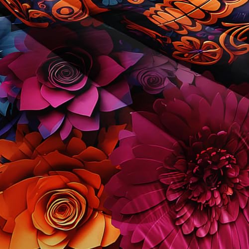 Image of Pink Sugar Skull King Size Comforter Set,Girls Colorful Floral Skull King Size Bedding Set,with 1 Comforter with 2 Pillow Case