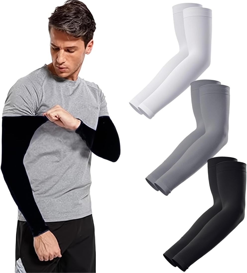 2 Pairs Non-Slip Compression Arm Warmers for Women, Cycling & Volleyball