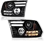 [Exclusive Tribal Edition] VIPMOTOZ Premium OLED Tube Black Projector Headlight Lamp Assembly For 2009-2018 Dodge RAM 1500 2500 3500 Pickup Truck, Driver & Passenger Side