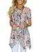 MIROL Womens Summer Short Sleeve Floral Print Irregular Hem Asymmetrical Loose Fit Tunic Tops, Pink, X-Large