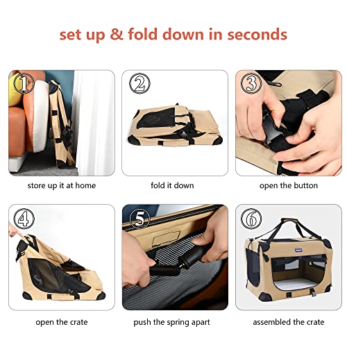 Portable Collapsible Dog Crate, Travel Dog Crate 24x17x17 with Soft Warm Blanket and Foldable Bowl for Large Cats & Small Dogs Indoor and Outdoor - Image 6