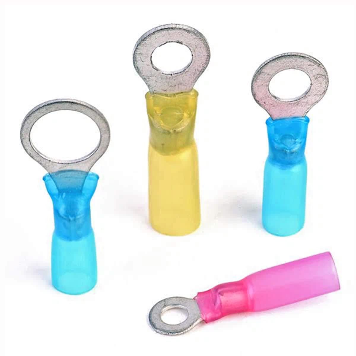 Electriduct Heat Shrink Ring Terminals with Adhesive Liner 16-14AWG (Blue) | Ring Size: #8 Screw - 100 Pieces