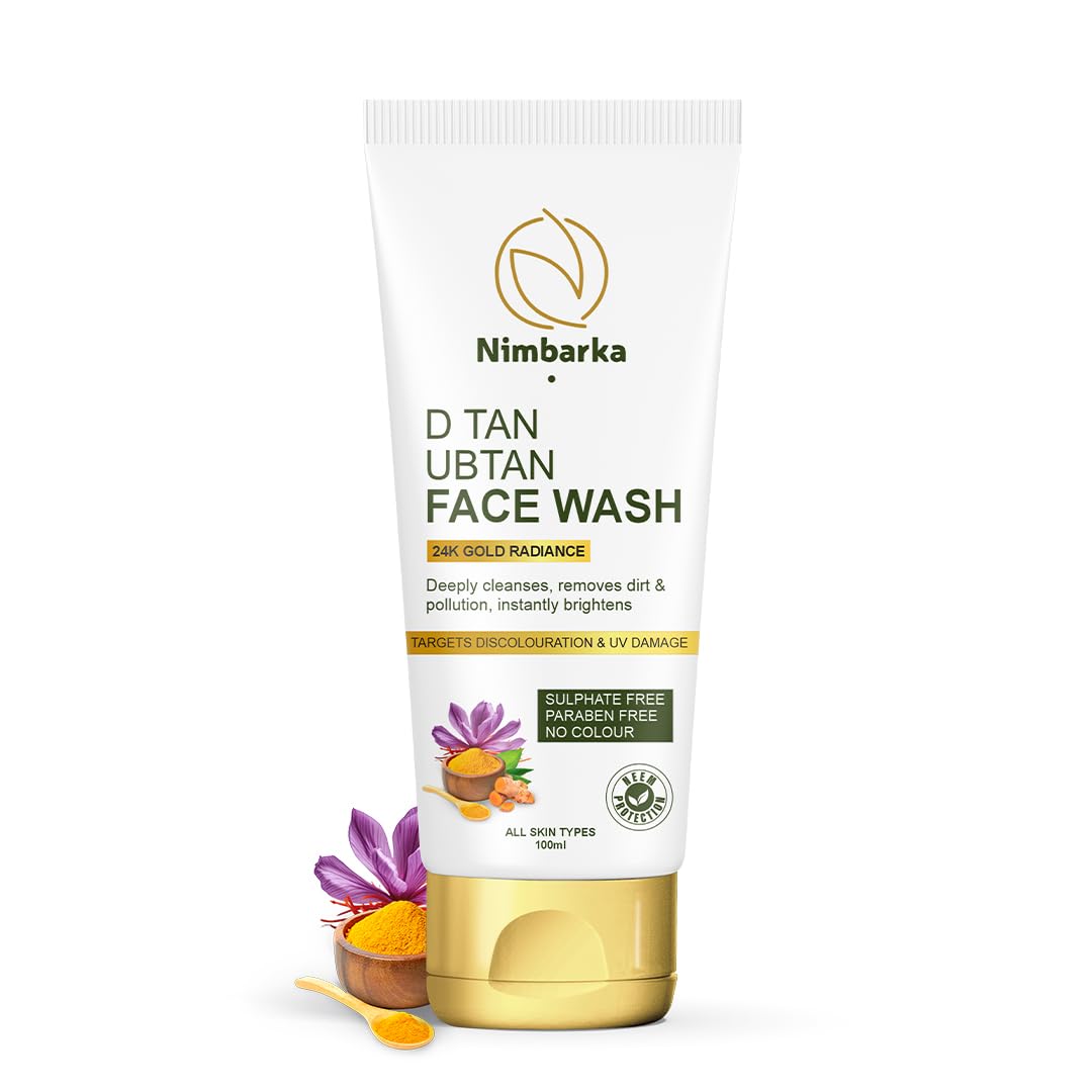 Nimbarka D Tan Ubtan Face Wash, 24K Gold Radiance, Sulphate Free, Paraben Free, Removes Dirt & Pollution, Targets Discolouration & UV Damage 100ml