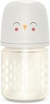 Suavinex Bonhomia Bouteille de bébé en verre avec SX PRO Mamelon en silicone, Bouteilles pour bébés anti-coliques, Biberons pour bébés allaités, Flux lent, 0mo, 4oz, Béige