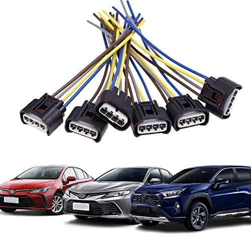 Yonput 6 Pcs Ignition Coil Connector Plug Rav4 4-Way Harness 90980-11885 Replacement For Toyota Lexus Camry (Black) #TOP1