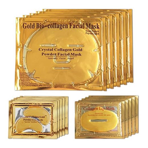 Mascarilla facial de gel de oro de 24 quilates, mascarilla para los ojos, mascarillas de gel para labios, paquete de 5 para antiedad, círculos oscuros, cuidado de los labios