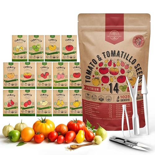 Organo Republic 14 Rare Tomato & Tomatillo Garden Seeds Variety...
