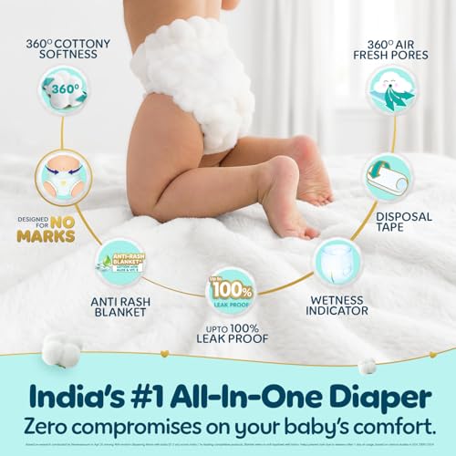Image of Pampers Premium Care Pant Style Baby Diapers | Large (L size) | 44 Count | Voted India's Softest | All-in-1 with 360 Cottony Softness Diapers | 9-14kg