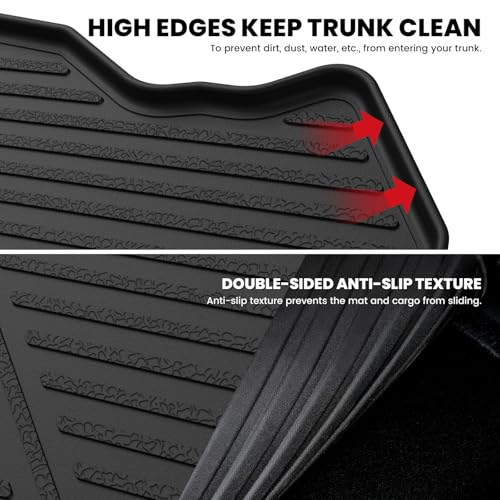 Image of LASFIT Cargo Mat for Toyota Camry 2015-2017 (Only Fit Gas, Not Fit Hybrid) | Not Fit Hybrid, All Weather Custom Fit Anti-Slip Pet Friendly Easy Clean TPE Trunk & Backrest Mats for 7th Gen Camry, Black