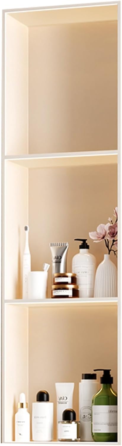 MYUYEE Stainless Steel Niche,No Tiles Required Niches With Shelves Bathroom Storage Niches Recessed Shower Shelf (White 28X90Cm)