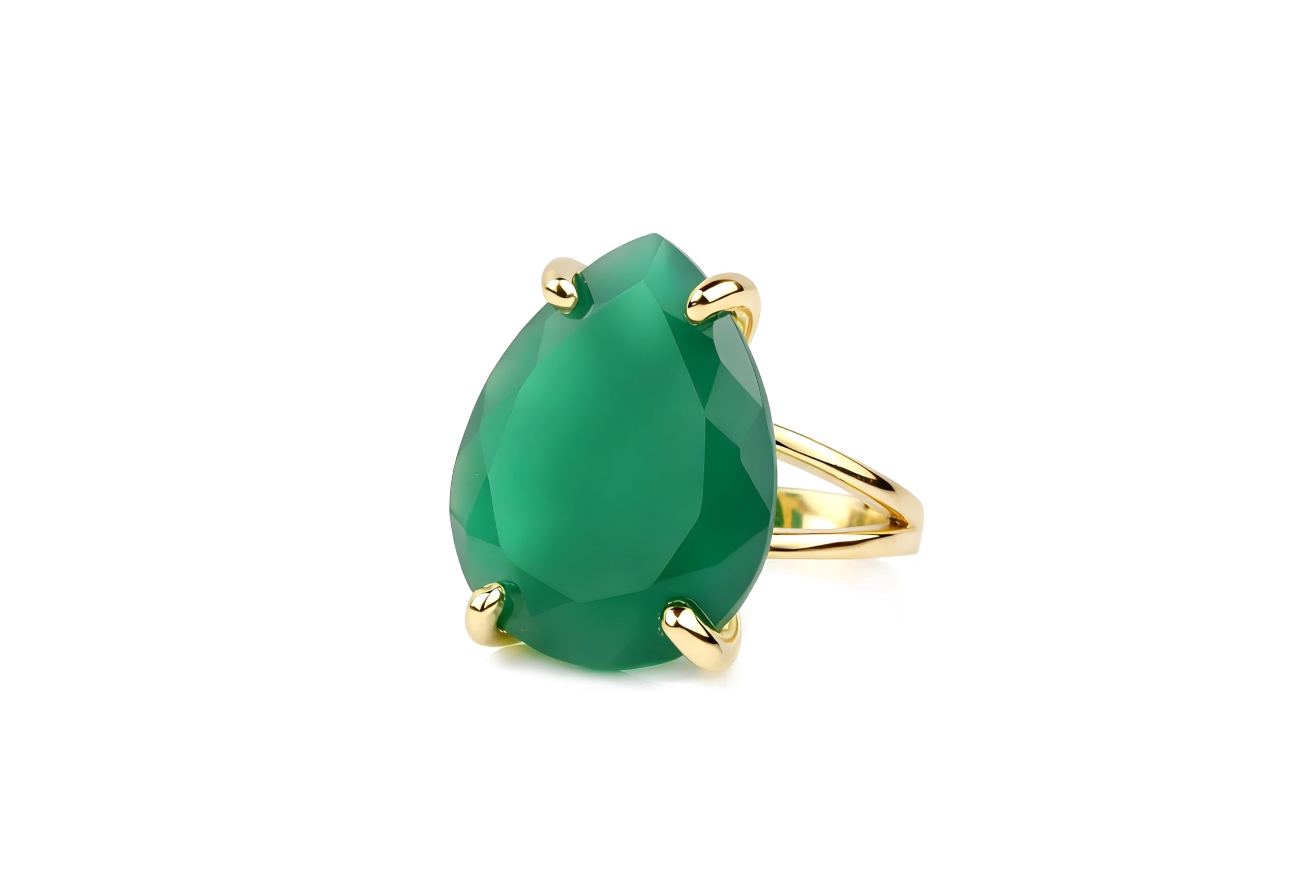 Anillos de Gemas - Anillo de Ónix Verde en Oro Rosa - Joyas de Declaración para Mujeres - Joyas Formales, Casuales y de Regalo para Hermana, Mamá, Amiga, Pareja - con Caja de Regalo
