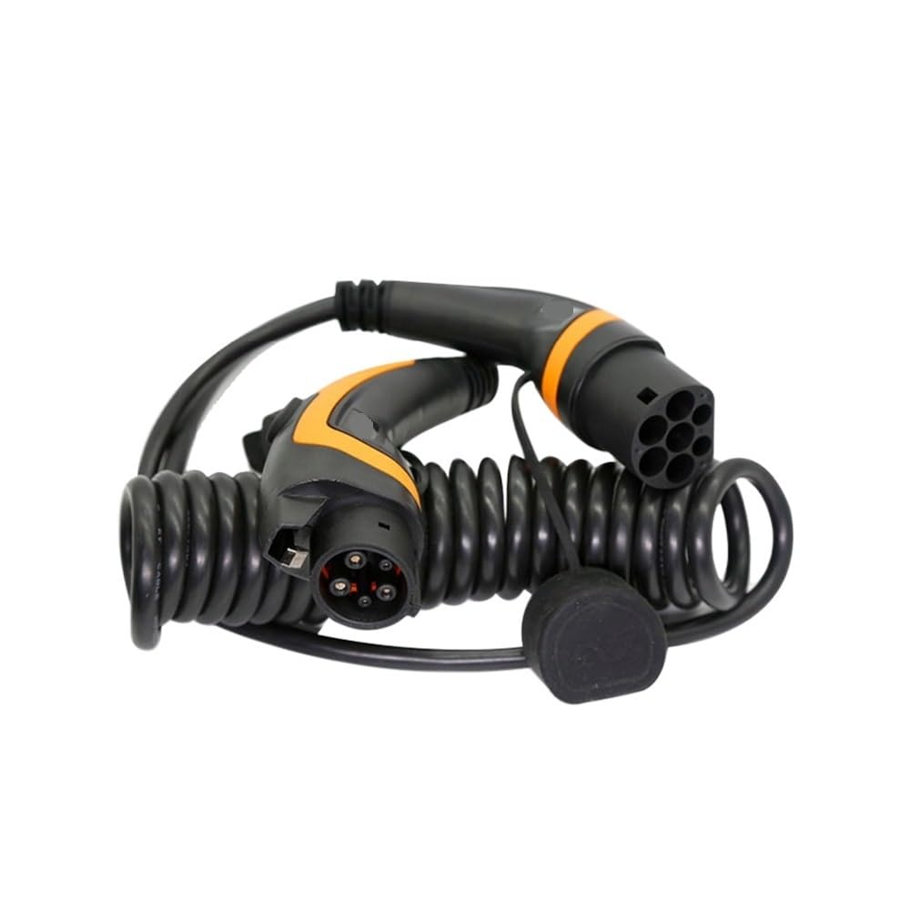 RWRAPS Cable Carga Coche electrico 2 uds SAE J1772 Cargador 32A Tipo 2 a Tipo 1 EV Cable de Carga con Cable en Espiral de 5M Desde la estación de Carga hasta el vehículo eléctrico