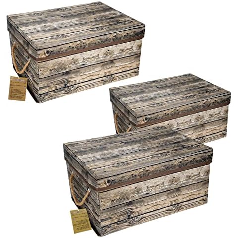 Livememory Storage Bins with Lids - 3 Pack, Decorative Storage Boxes with Lids and Handles Cover