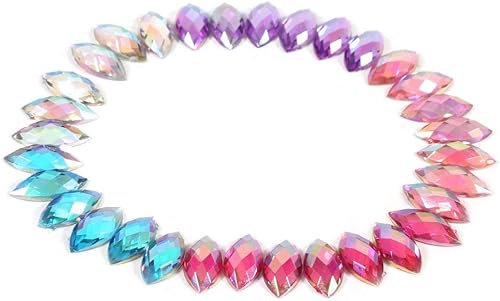 Miniatura 6 de 500 piezas de diamantes de imitación de cristal con forma de ojo de caballo AB diamantes de imitación acrílicos de 0.276 x 0.591 in para decoración