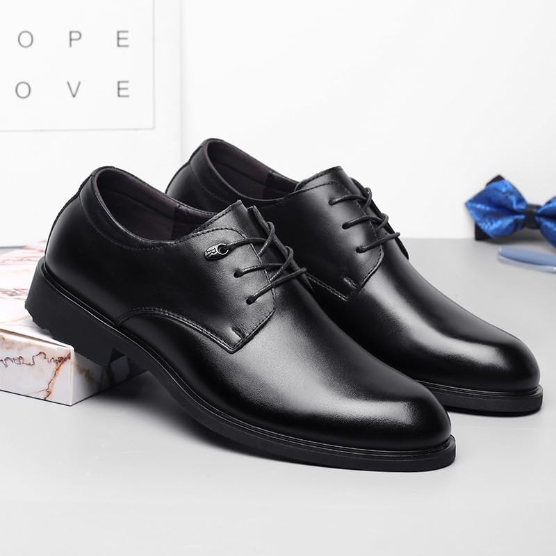 Men's Casual Dress Oxford Shoes Comfort Handmade Round Toe Slip On Non-Slip Lug Sole Lace-Up Formal Derby Shoes for Business Work Dating2
