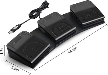 USB Foot Pedal PC 3 Key Foot Pedal Customized Foot Switch Programmable Computer Keyboard Mouse for Video Game Control Office Work Sheet Music Page Turner Action Control HID (Photoelectric)