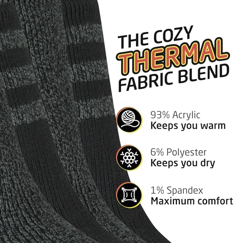 image for HOT FEET Thermal Socks for Men, Extreme Cold Weather, 2/4 Pack Thick W