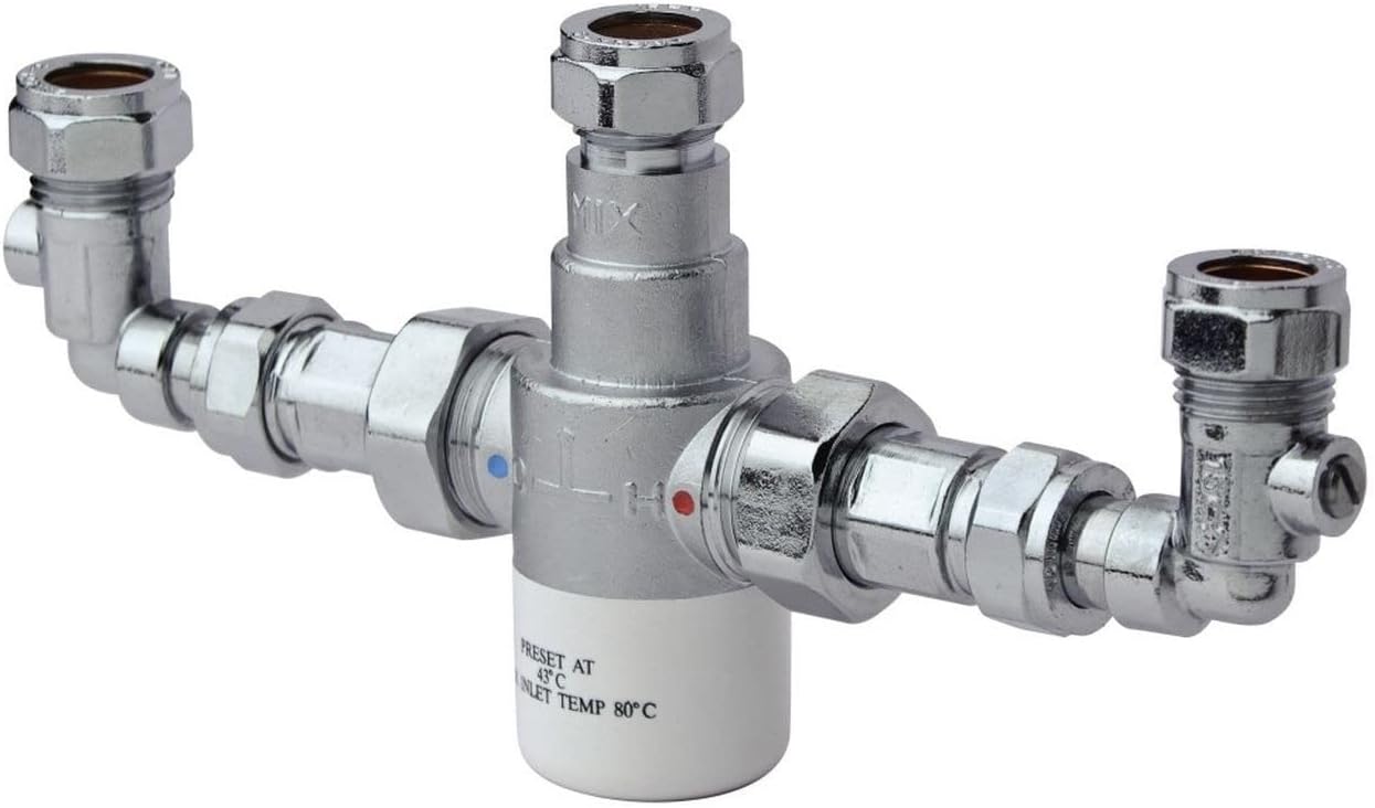 Bristan MT503CP-ISOELB 15mm Thermostatic Mixing Valve with Isolation Elbows, Chrome