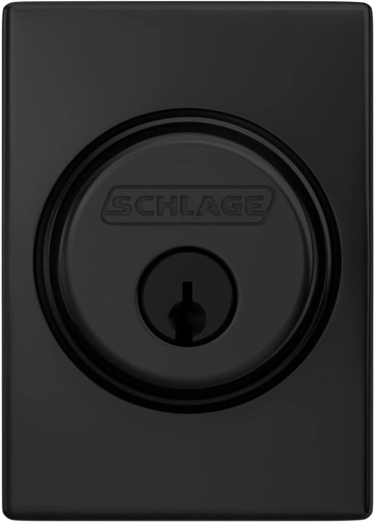 Schlage B60 N CEN 622 Deadbolt with Century Trim, Keyed 1 Side, Highest Residential Security, Matte Black
