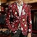 Mens Christmas Blazers Ugly Jacket One Button Fashion Tuxedo Jackets Wedding Xmas Print Notched Lapel Suit Jacket Red Large