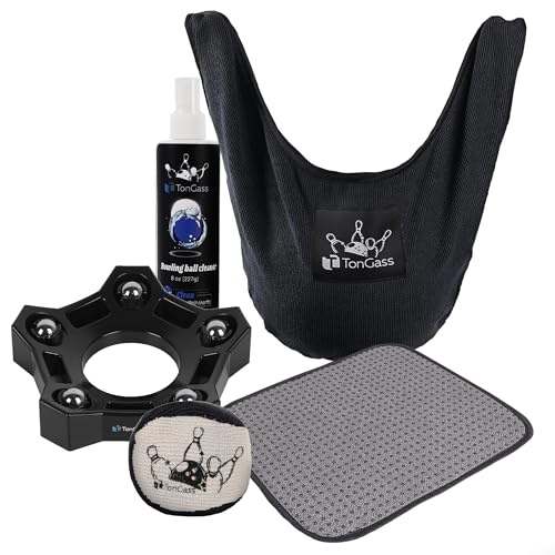 TonGass Bowling Basics Accessories Kit, Microfiber Bowling Ball Seesaw Towel Set, Bowlings Cleaner Spray Kit, Microfiber Ultra Dry Grip Balls Kits, Bowlings Ball Display Stand Set