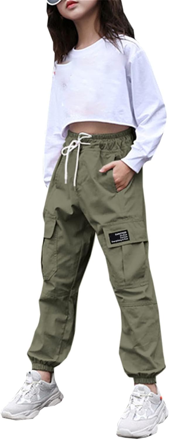 SANGTREE Girls & Womens Drawstring Cargo Jogger Pants,3 Years - Women 3XL - Picture 34 of 170