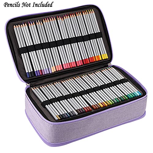 Btsky Colored Pencil Case 360 Slots Pen Pencil Bag Organizer High Capacity Pens Holder With Double Zippers Multilayer Holder For Crayola Colored Pencils Watercolor Pens & Gel Pens Purple #TOP3