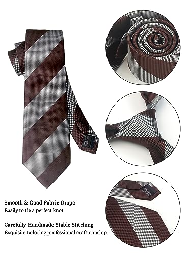 Image of Striped Plaid Polka Dot Mens Tie Formal Necktie Pocket Squares Ties Clips Cufflinks Classic for Men Set