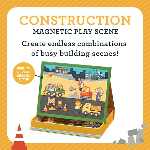 Image of Petit Collage Magnetic Play Scene, Construction Site - Magnetic Game Board with Mix and Match Magnetic Animal Friends, Ideal for Ages 3+ - Includes 2 Scenes and 40 Magnet Pieces