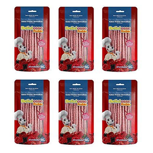 Combo 6 un Osso para cães Ossinho Palitinho XisDog Deliciosso Frutas Vermelhas 90g