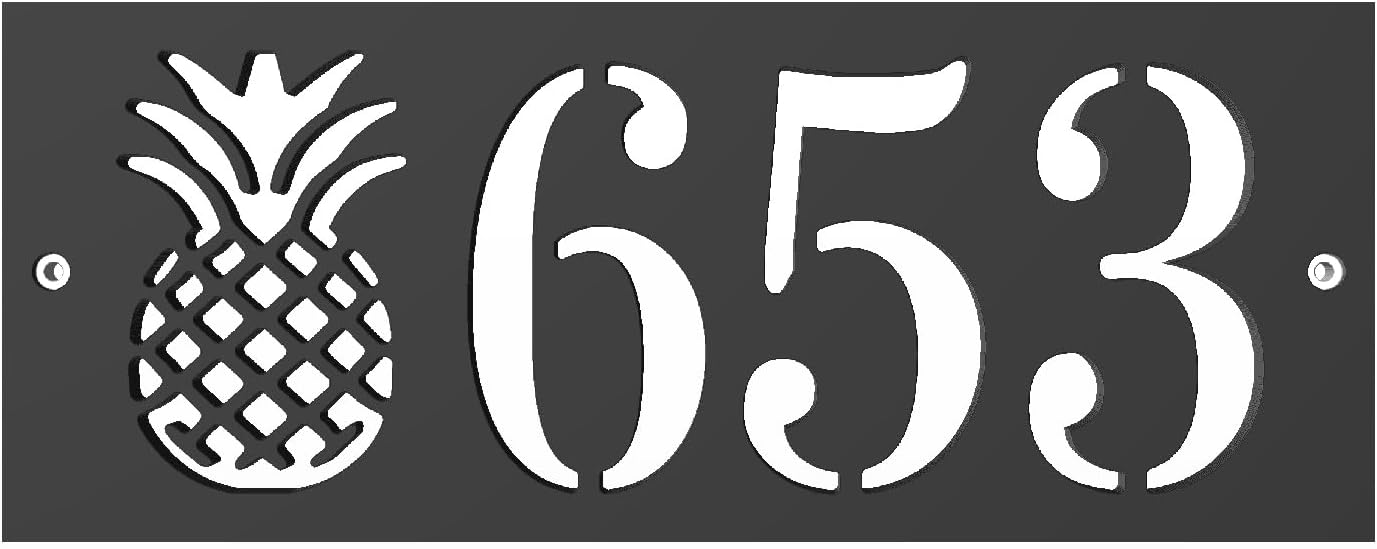 Coastal Address sign - Pineapple - Carved House Number nautical design, Outdoor, Weatherproof, Durable, Beach, Coastal