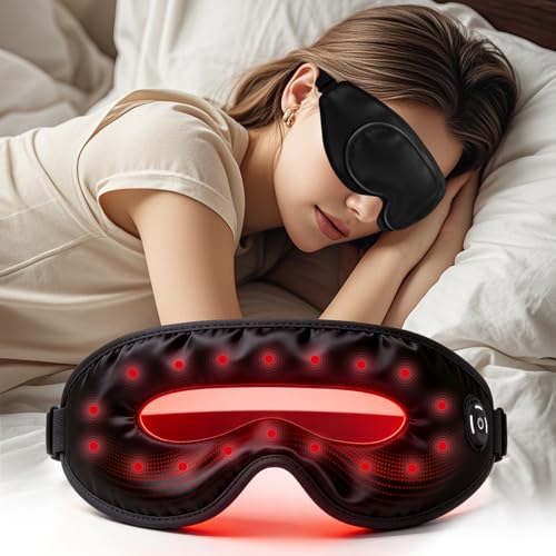 Red Light Therapy for Eyes, Zero Eye Pressure Eye Mask 660nm & 850nm, Rechargeable Under-Eye Device, Silk-Soft & Breathable, Light Blocking, Unisex for Side Sleepers, Reduces Dark Circles & Puffiness