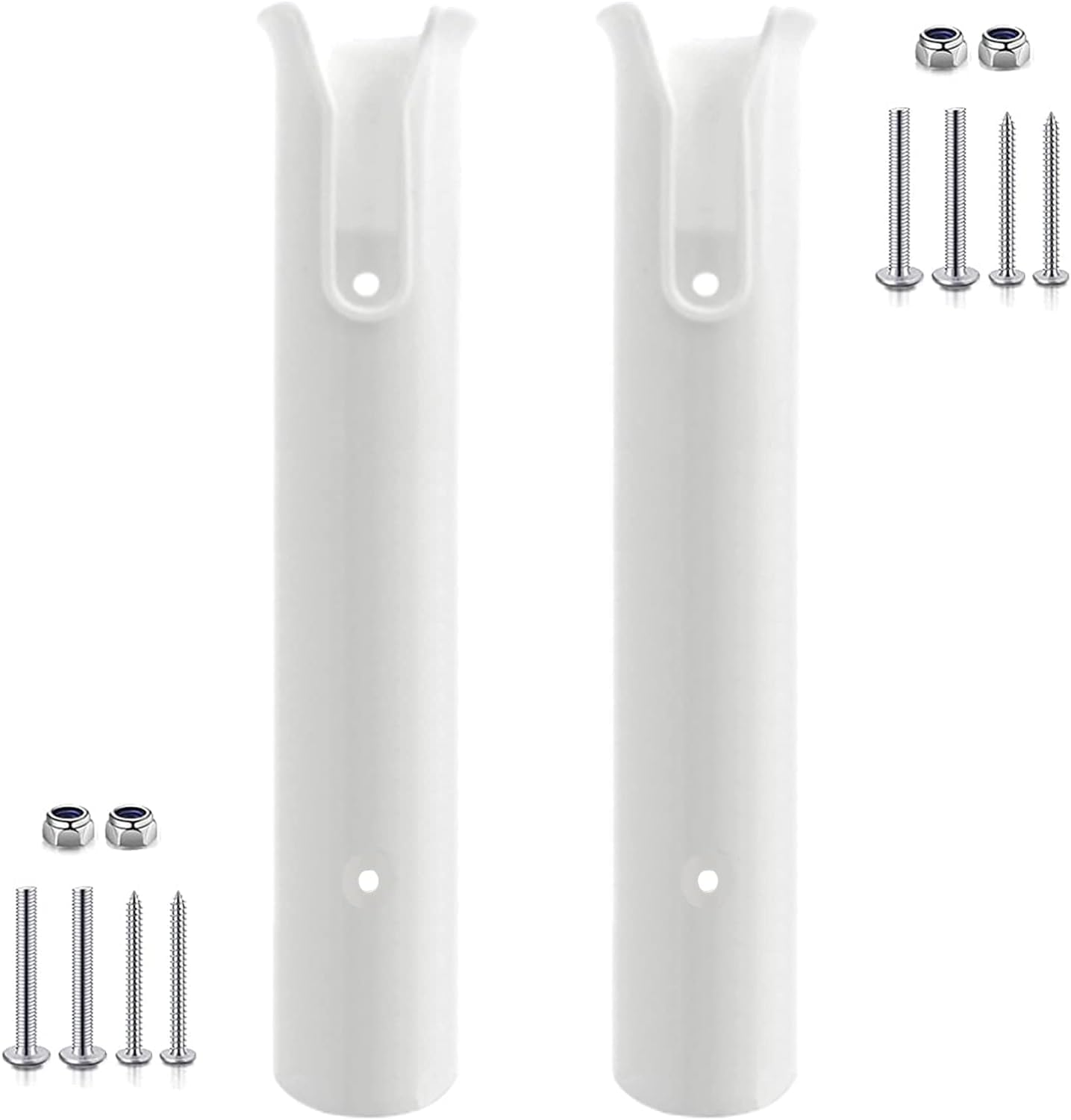 JT-HLM Fishing Rod Holder Bracket Wall Mounted Boat Side Mount Tool Holder Tube Links with Screws 2/3/4/6 Pole Tube (White/Black) (2-Pole White)
