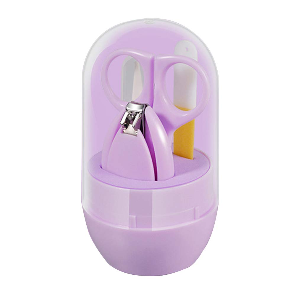 Baby Nail Clippers Kit 4-in-1 Baby Manicure & Pedicure Grooming Essential Set with Cute Transparent Protective Case, Baby Nail Clippers, Scissor, Nail Filer & Nasal Ear Tweezers For Newborn Infant Toddler Kids Toes and Fingernails(PURPLE; 0 Months+)-image-6