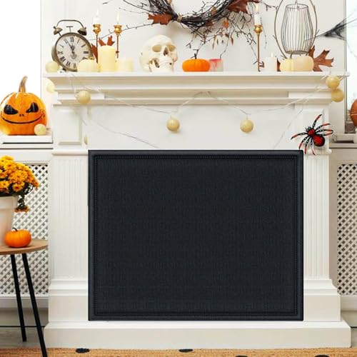 Magnetic Fireplace Draft Cover, Fireplace Blocker Blanket Stops Heat Loss, Adjustable Fireplace Draft Stopper Save Energy for Indoor Iron Frame Black 42" W x 36" H by CADARA - Used condition - US$13.41